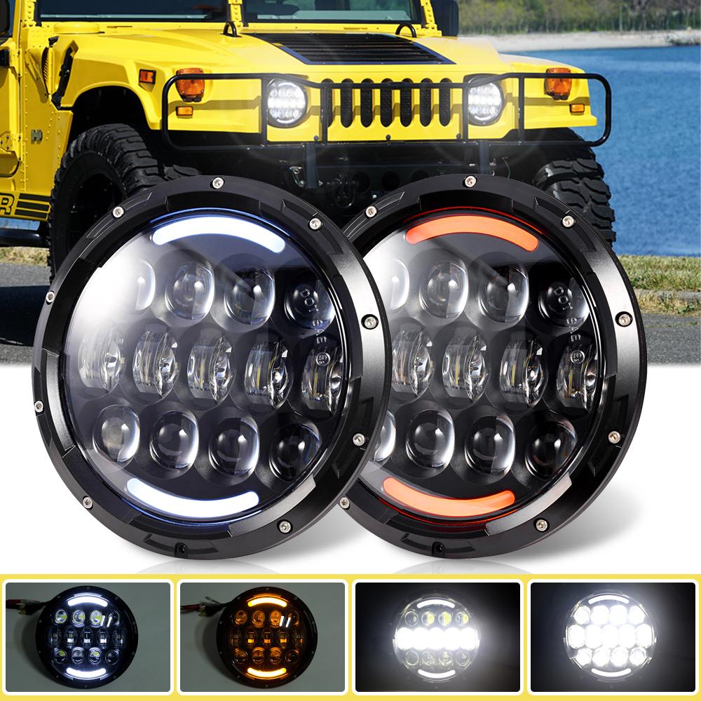 7'' High Low Beam Headlight for Wrangler with White Angel Eye | Pair - loyolight