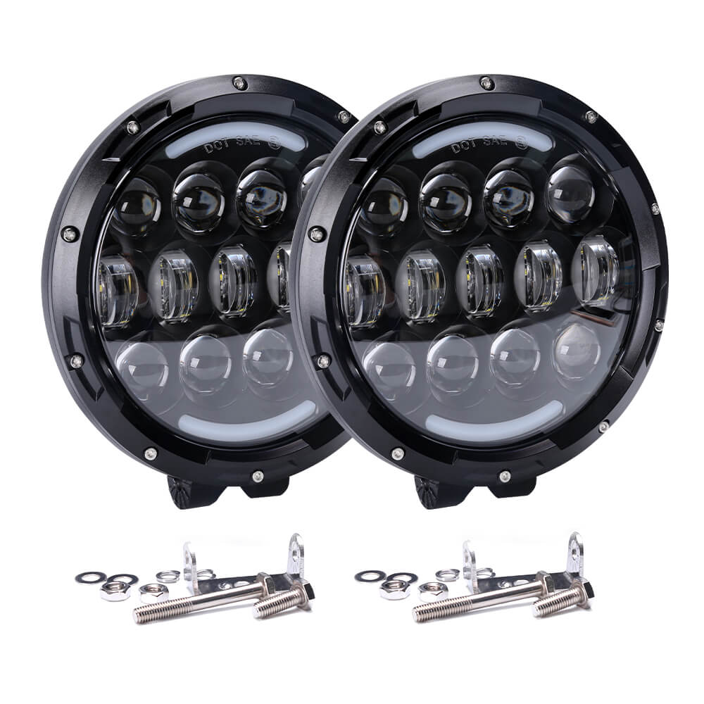 7 Inch 105W Round Spot LED Pods Light Bar with Adjustable Mounting Bracket,  Generic Driving Lamp