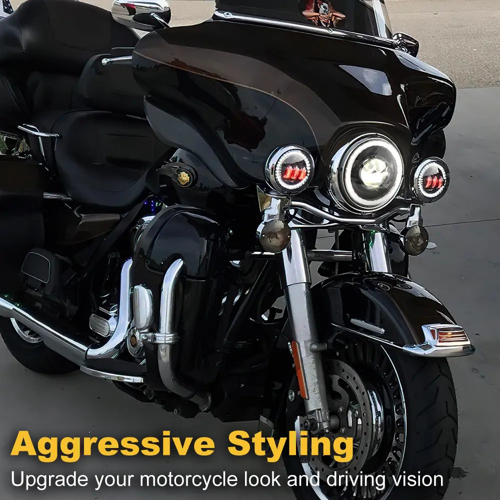 Harley LED Headlight and Fog Lights Combo Kit