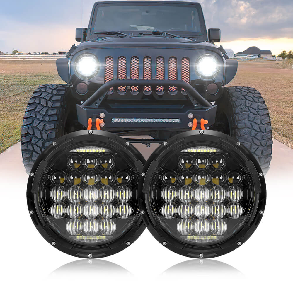 7 inch round headlights for Jeep wrangler 5D lens design | LOYO