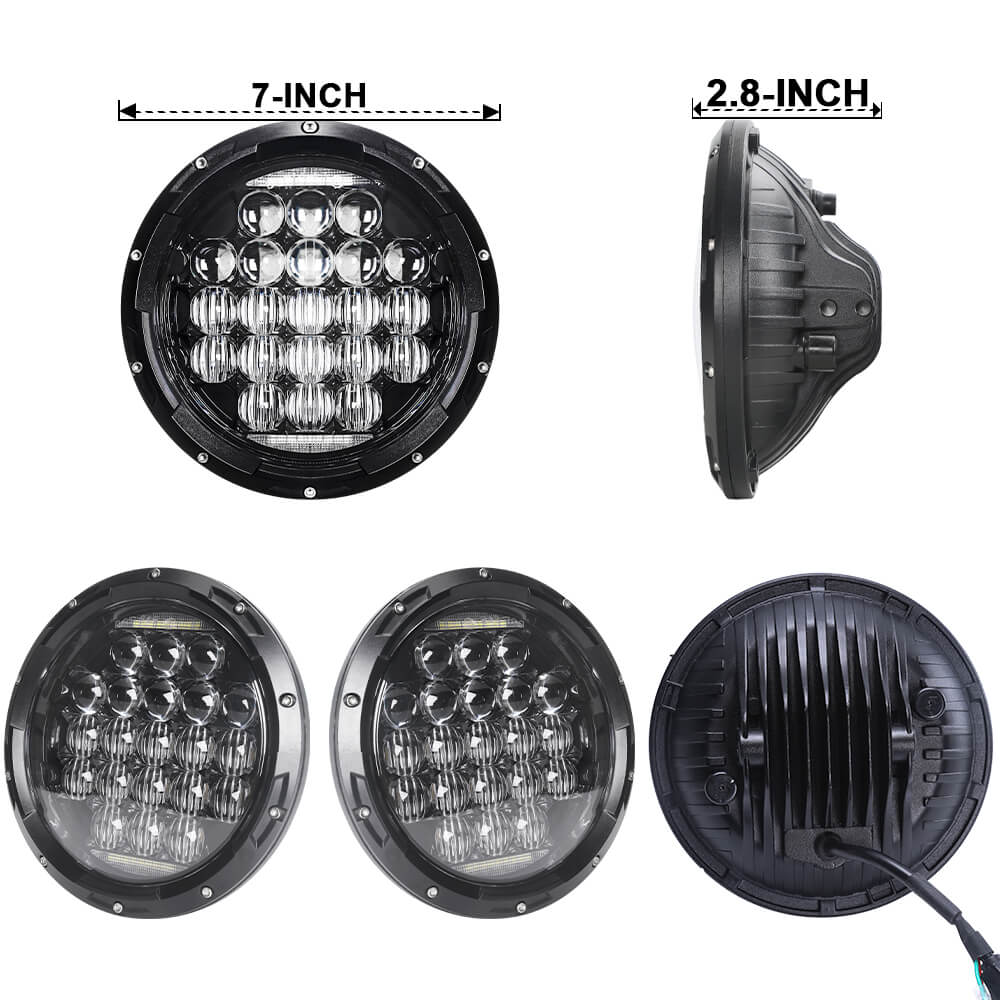 7 inch round headlights for Jeep wrangler 5D lens design | LOYO