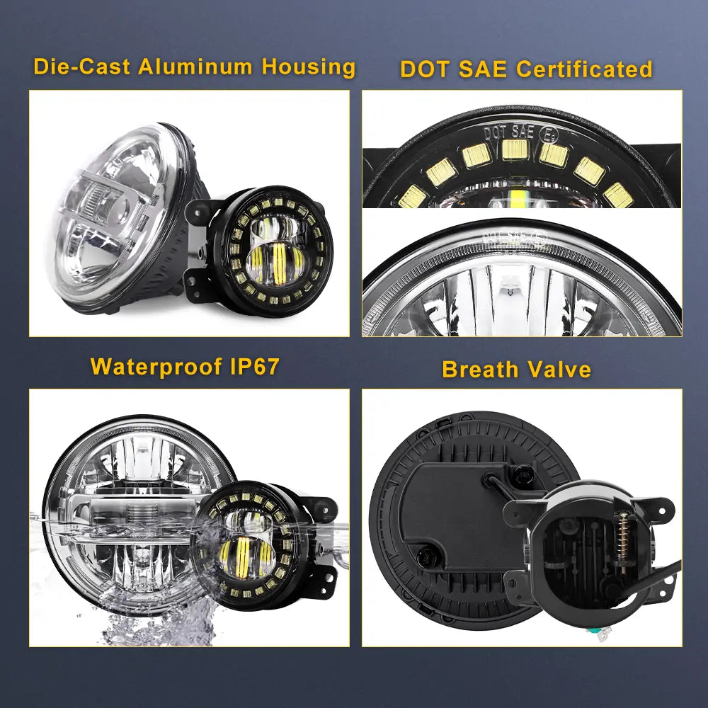 Jeep Wrangler JK LED Headlights and Fog Lights Kit