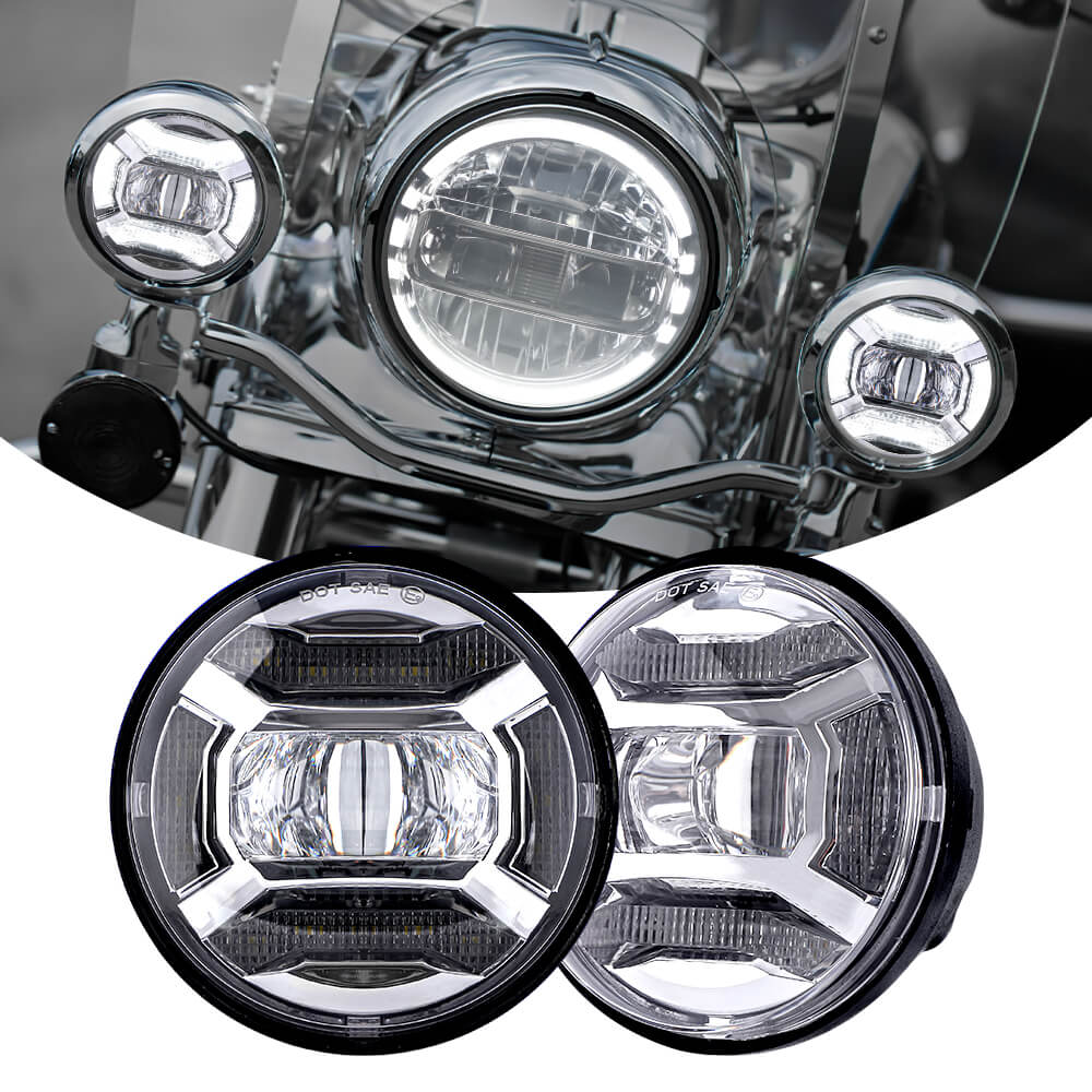 Chrome LOYO High Performance 4.5' 30W LED Passing Lamps Fog Lights for Motorcycle