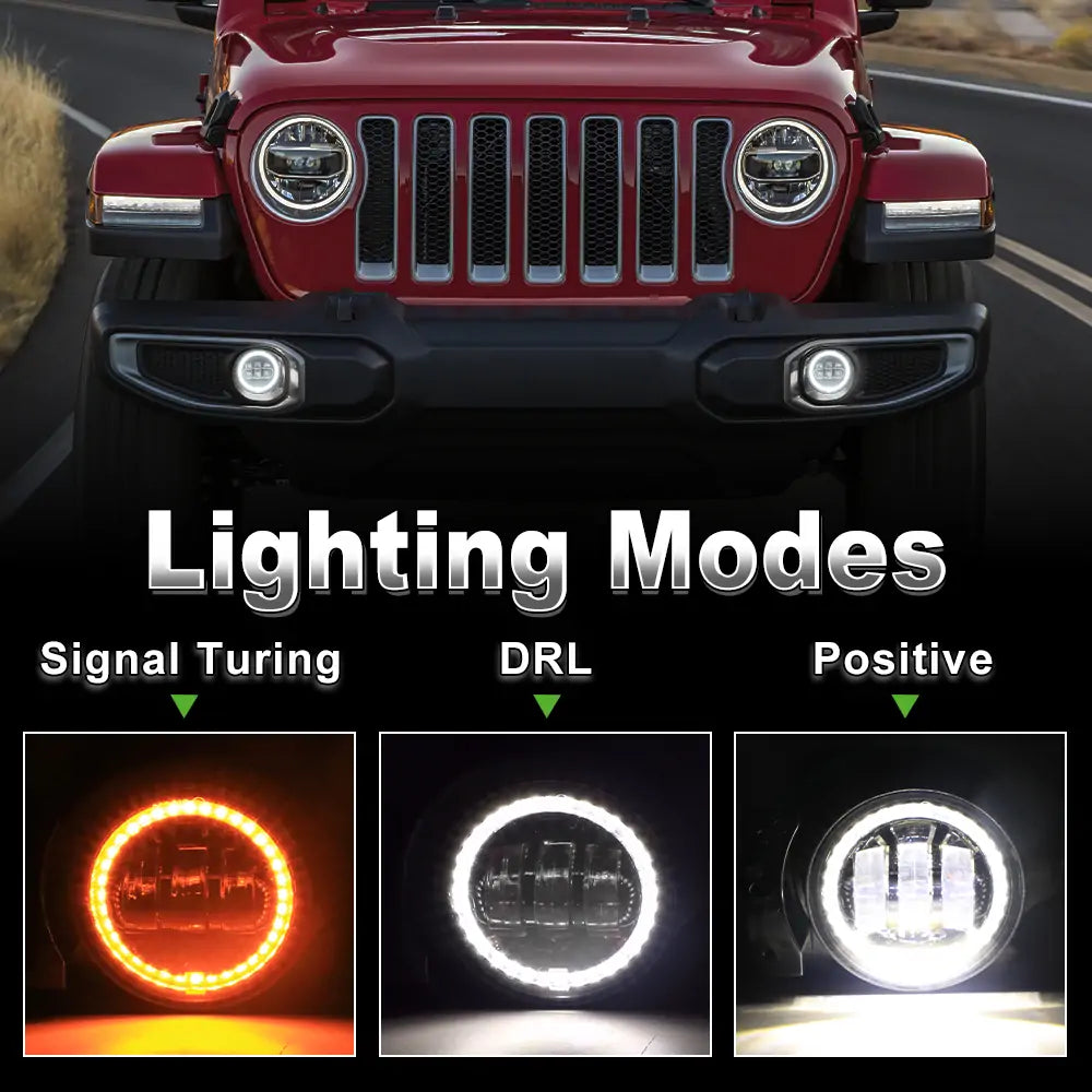 4 inch JL JLU Fog light With Angel Eyes For Jeep Wrangler JL and Gladiator JT