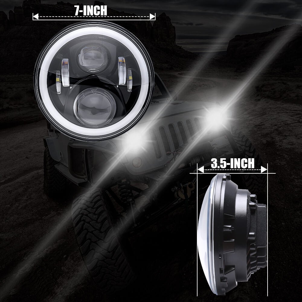 7 Inch Jeep Headlight With Halo Ring freeshipping - loyolight