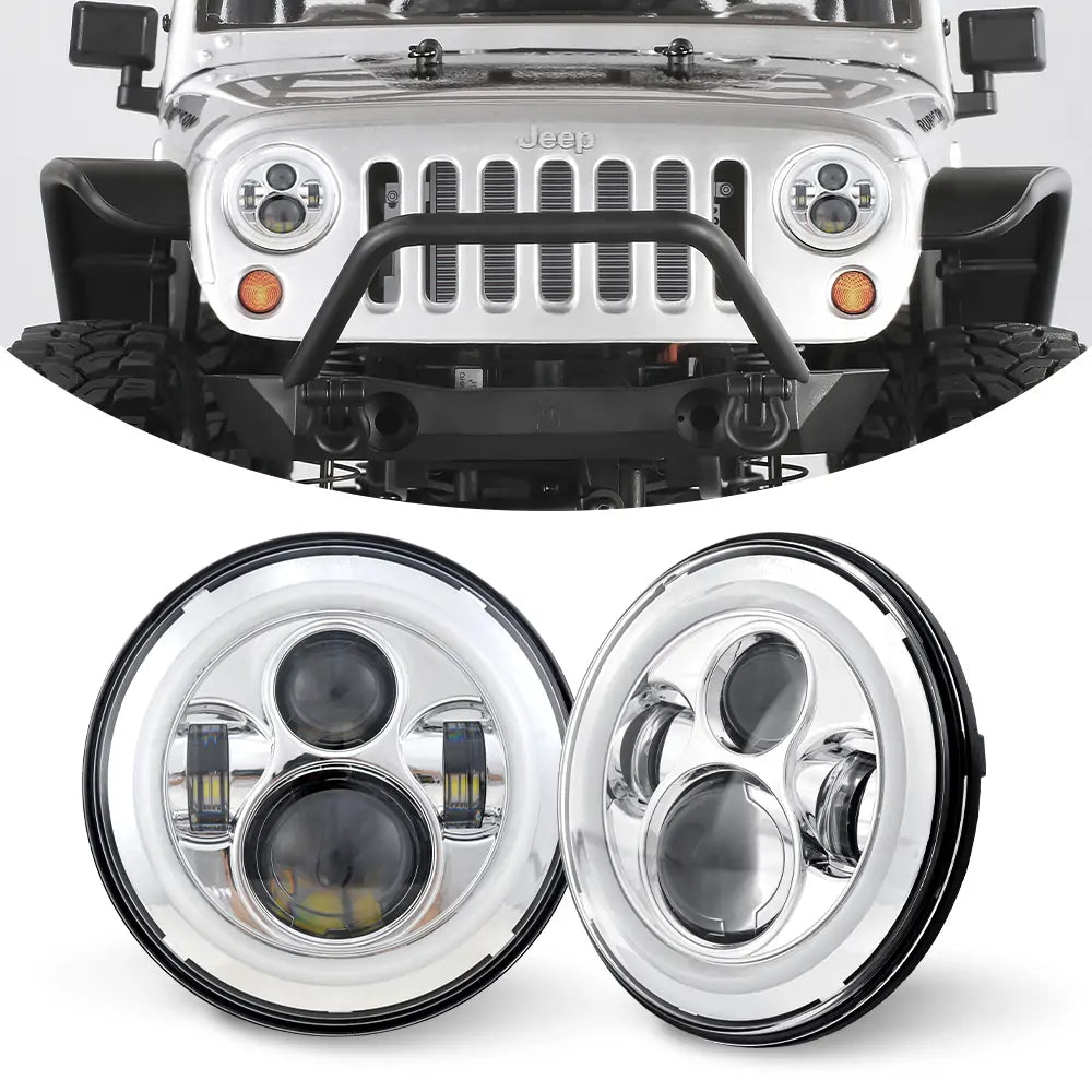 7 inch 45W Headlights with Angel Eye | Pair