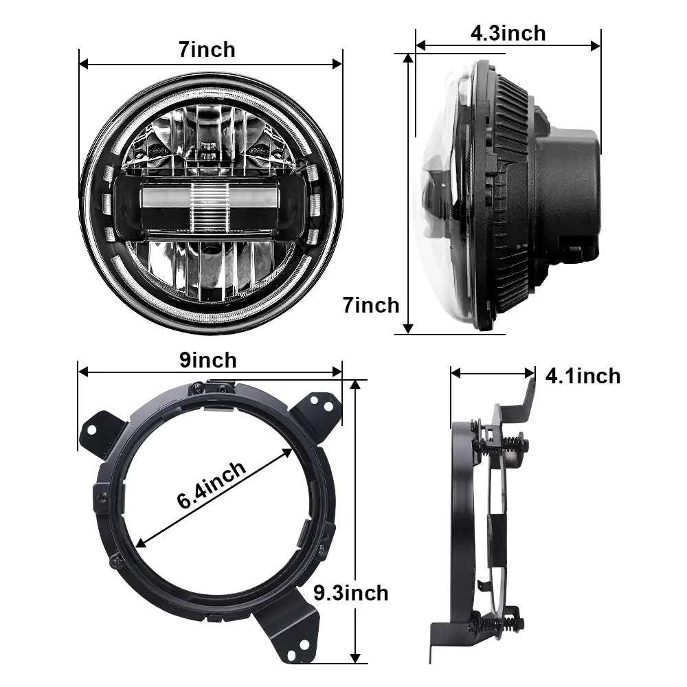 7 inch King Kong headlights and 9 inch mounting bracket for jl and jt