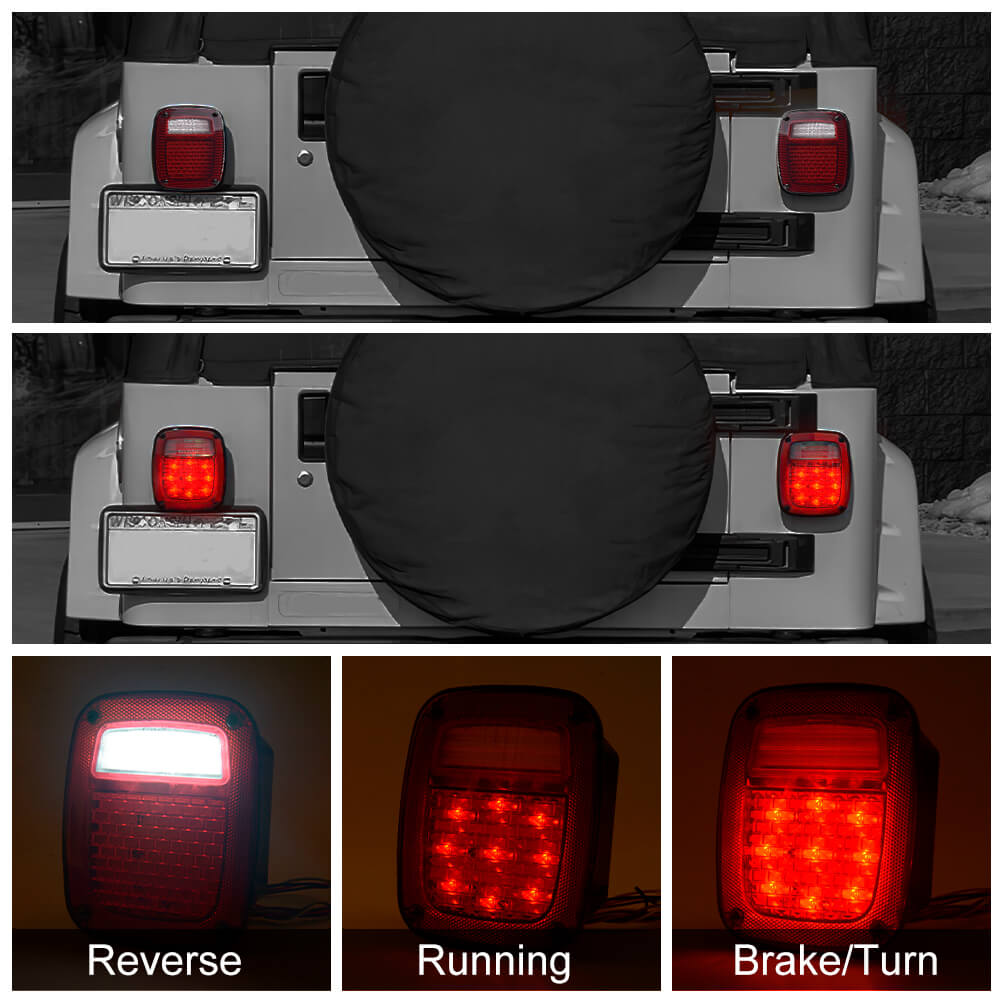 LED Rear Brake Tail Lights Turn Signal Backup Light Replacement for 98-06 Jeep Wrangler TJ