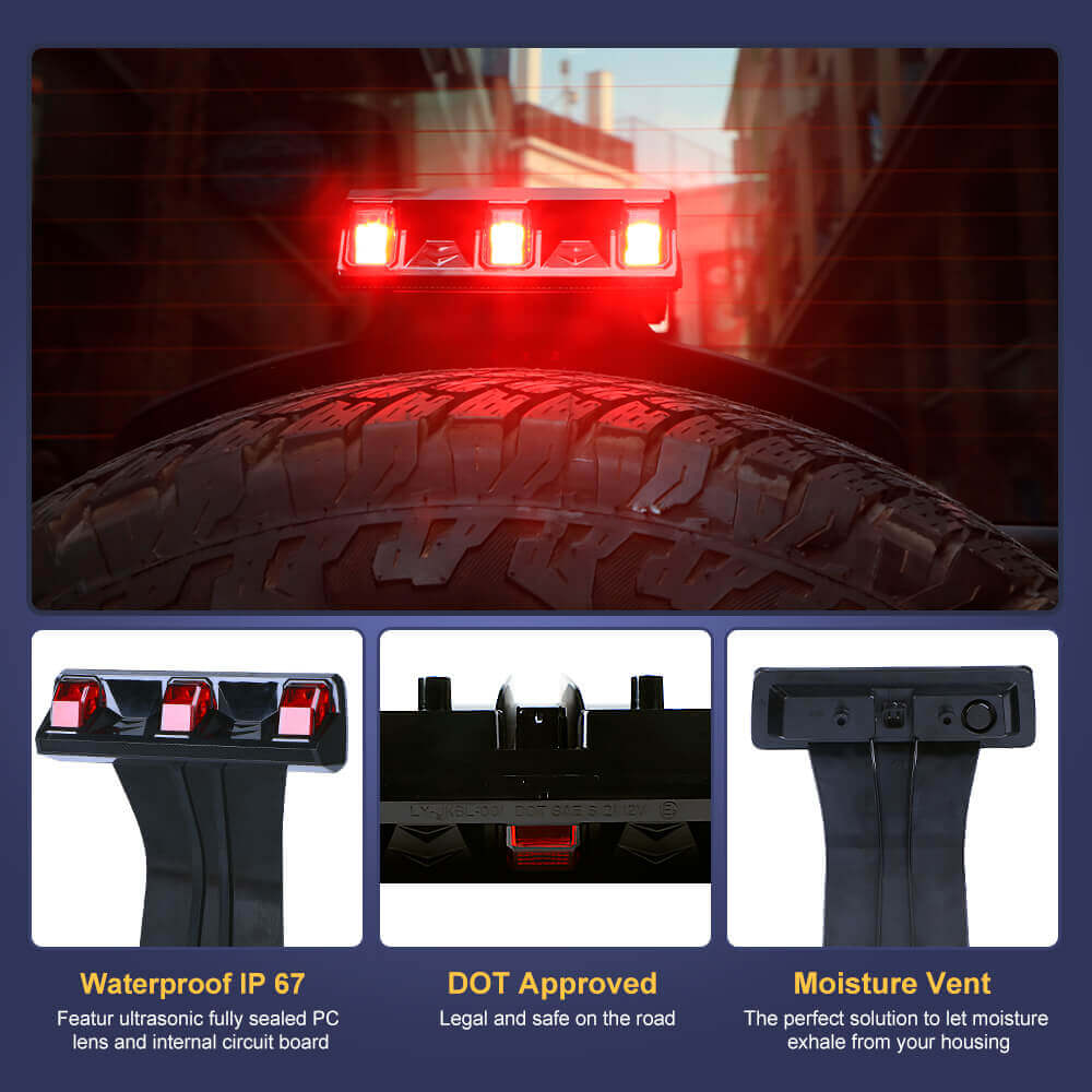 LED Third Brake Lights Lens High Mount Stop Tail Light for Jeep JK