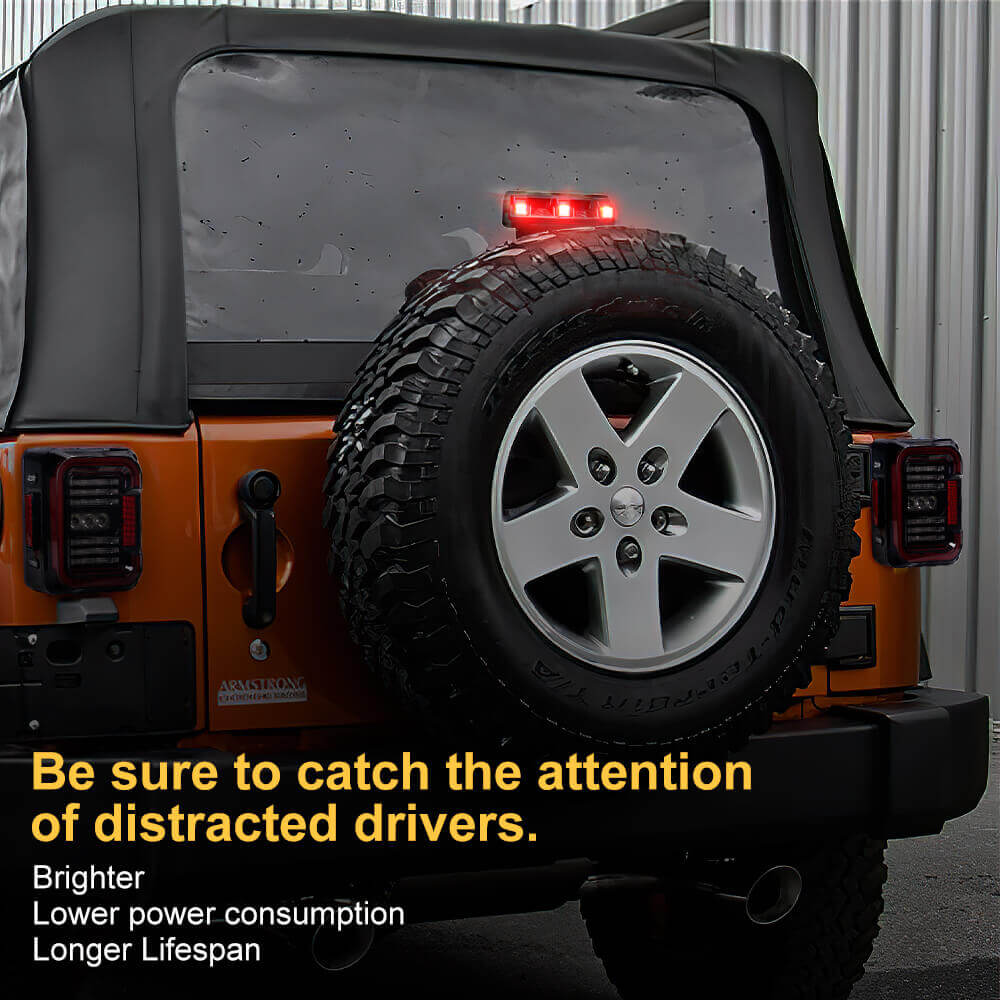 LED Third Brake Lights Lens High Mount Stop Tail Light for Jeep JK