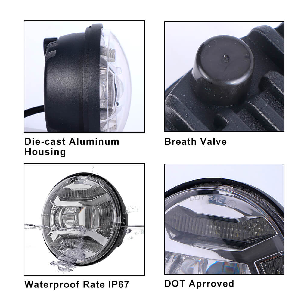 LOYO High Performance 4.5 in 30W LED Passing Lamps Fog Lights for Motorcycle