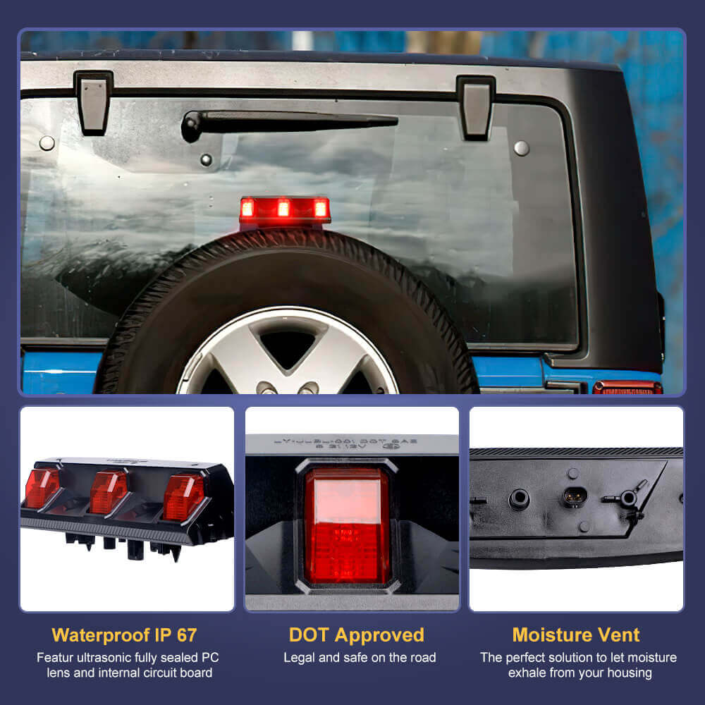 Third Brake Light Auto Lighting Systems High Mount Stop Tail Light with smoke lens for Jeep Wrangler JL JLU JK JKU