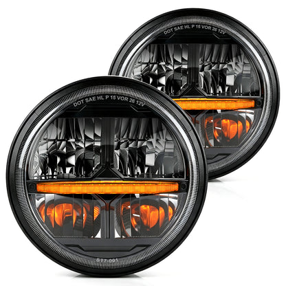 LOYO Storm Series 7 Inch LED Round Headlights for Jeep Wrangler JK JKU TJ LJ w/ DRL Turn Signal