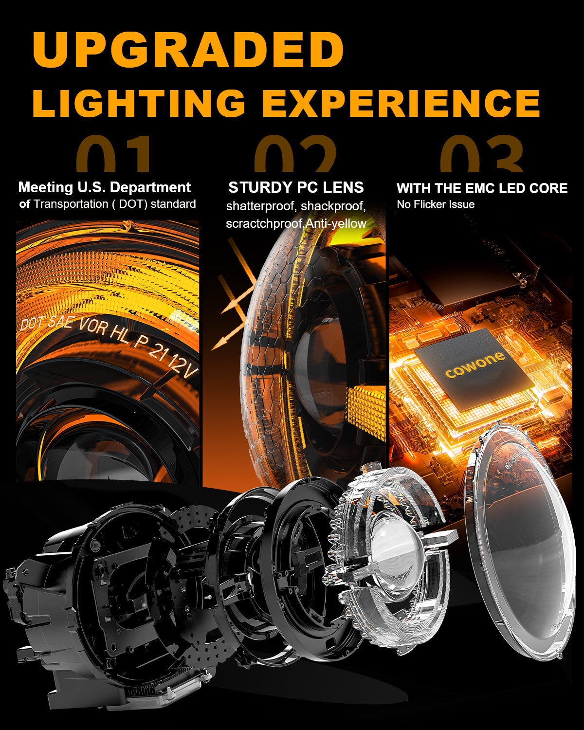 New Upgraded 120W 9 Inch LED Headlights with Halo DRL Turn Signal for Jeep Wrangler JL Gladiator JT（副本）