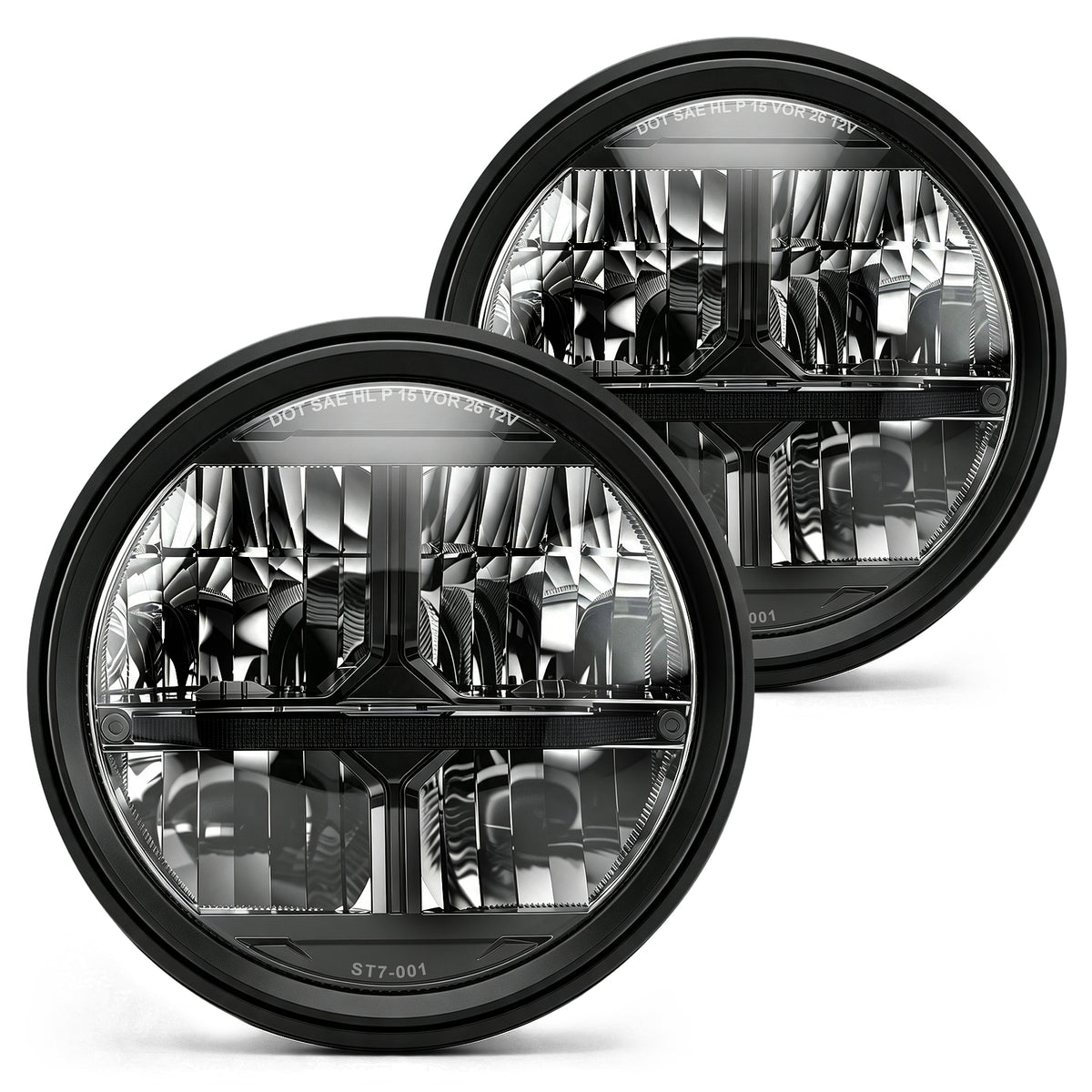 LOYO Storm Series 7 Inch LED Round Headlights for Jeep Wrangler JK JKU TJ LJ Chevy Ford GMC Trucks SUV etc