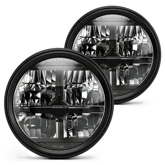LOYO Storm Series 7 Inch LED Round Headlights for Jeep Wrangler JK JKU TJ LJ Chevy Ford GMC Trucks SUV etc
