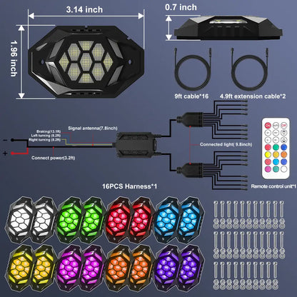 16 Pods RGB and White Underglow Lights for Truck