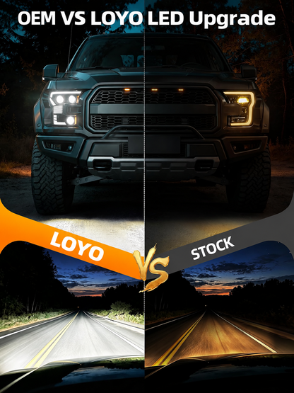 LOYO LED Headlight Assembly for Ford F150 F-150 2015-2017 OEM style replacement