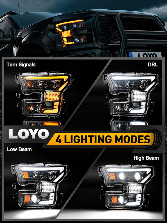 LOYO LED Headlight Assembly for Ford F150 F-150 2015-2017 OEM style replacement