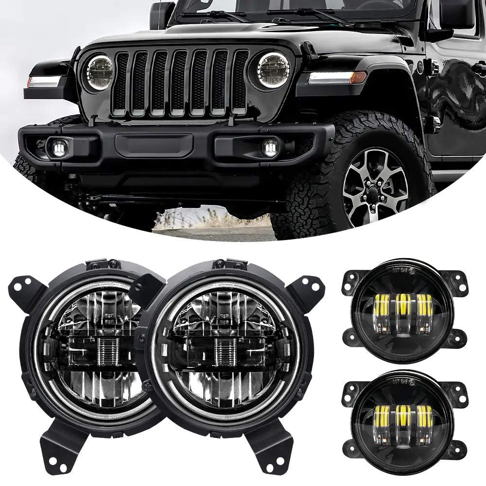 9 inch headlights and 4 inch fog lights for Jeep wrangler jl and gladiator JT