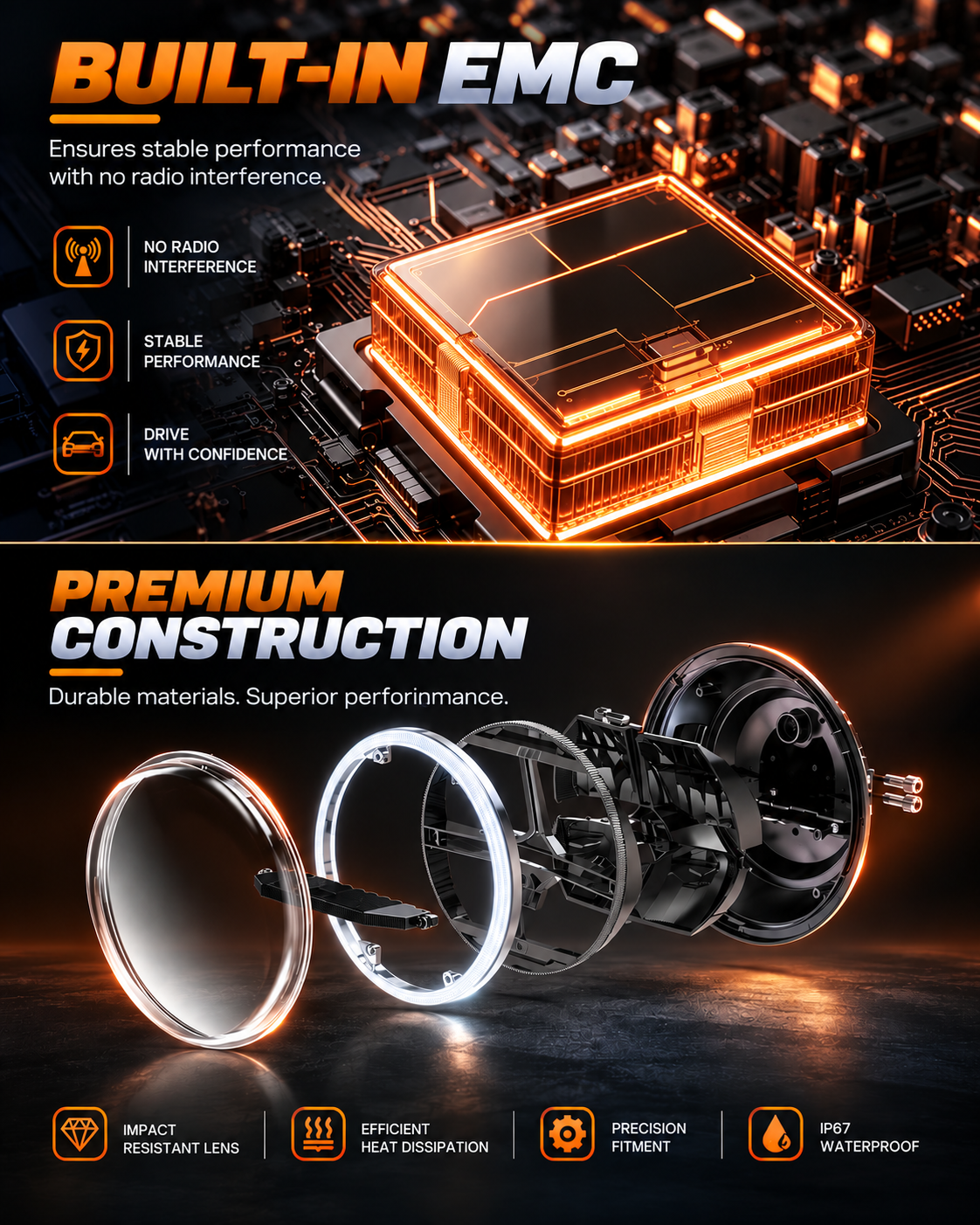 LOYO Storm Series 7 Inch LED Round Headlights for Jeep Wrangler JK JKU TJ LJ Chevy Ford GMC Trucks SUV etc
