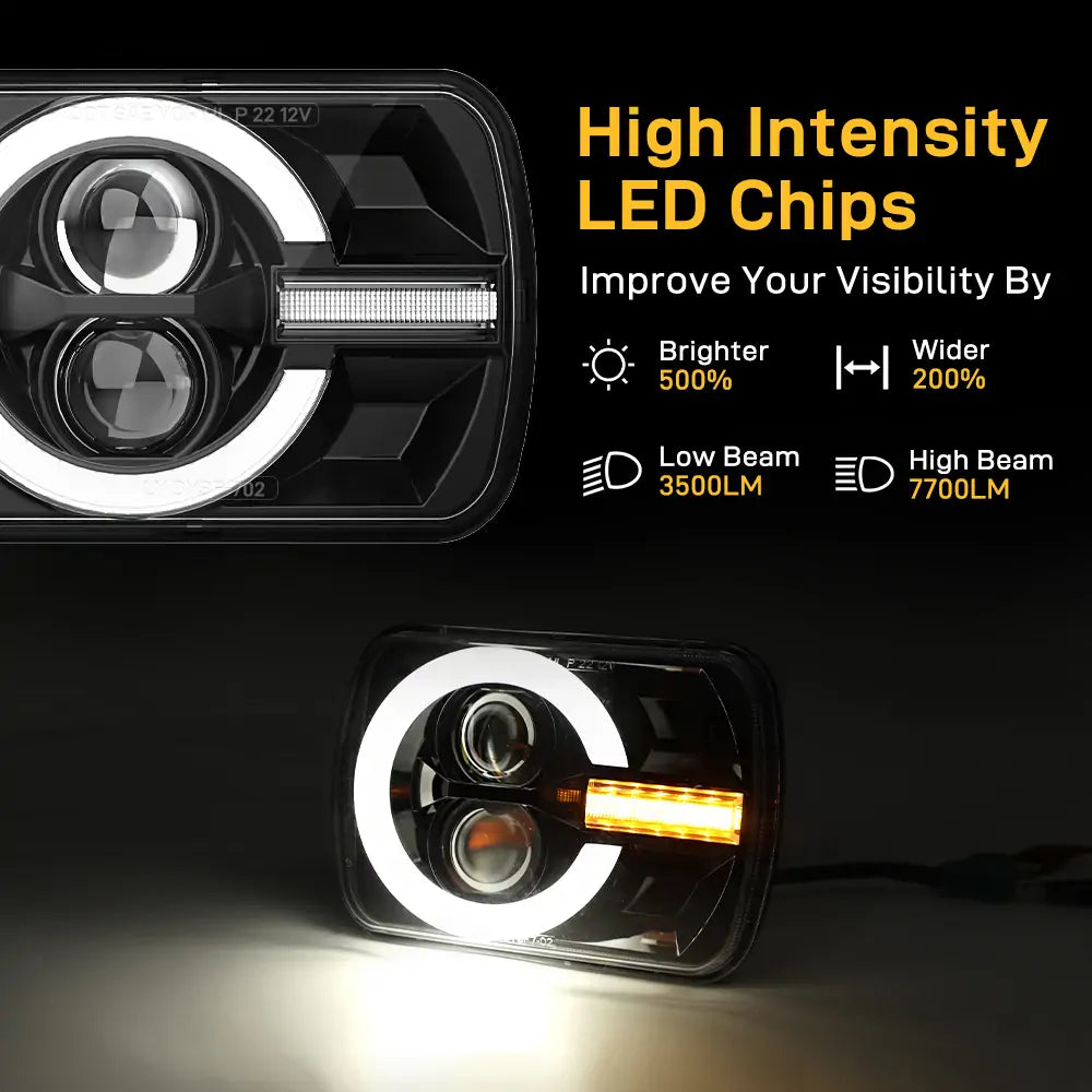 High Performance LED Headlights for Jeep Wrangler YJ Cherokee XJ 