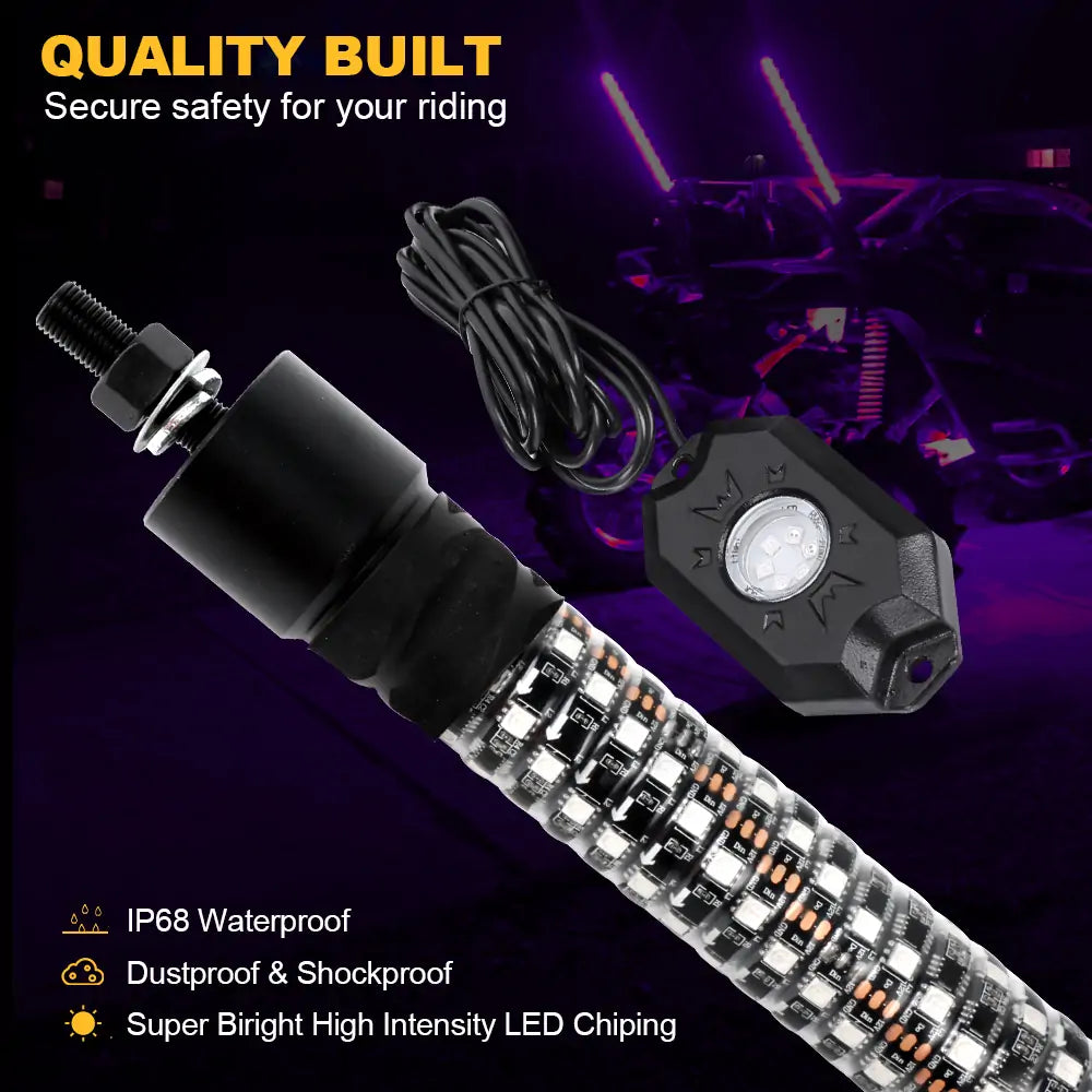 High Quality LED Whip Lights and rock lights for ATV UTV RZR TRUCKS