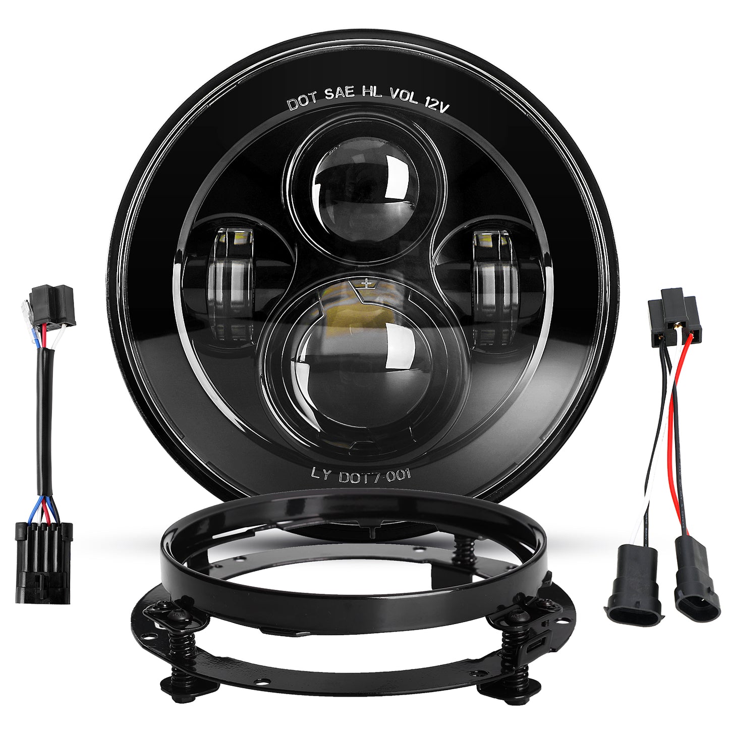 LOYO 7 Inch LED Headlight with Mounting Bracket Compatible with Harley Davidson Motorcycles Tour,FLD,Softail Heritage,Street Glide,Road King,Electra Glide,Yamaha V-Star Road Star