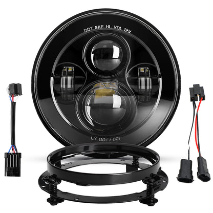 LOYO 7 Inch LED Headlight with Mounting Bracket Compatible with Harley Davidson Motorcycles Tour,FLD,Softail Heritage,Street Glide,Road King,Electra Glide,Yamaha V-Star Road Star