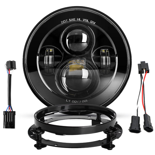 LOYO 7 Inch LED Headlight with Mounting Bracket Compatible with Harley Davidson Motorcycles Tour,FLD,Softail Heritage,Street Glide,Road King,Electra Glide,Yamaha V-Star Road Star