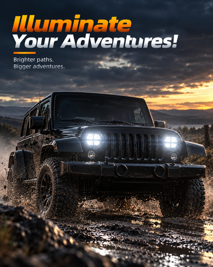 LOYO Storm Series 7 Inch LED Round Headlights for Jeep Wrangler JK JKU TJ LJ Chevy Ford GMC Trucks SUV etc