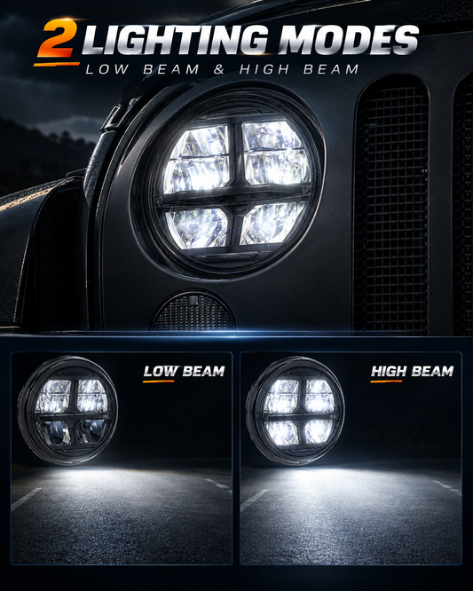 LOYO Storm Series 7 Inch LED Round Headlights for Jeep Wrangler JK JKU TJ LJ Chevy Ford GMC Trucks SUV etc