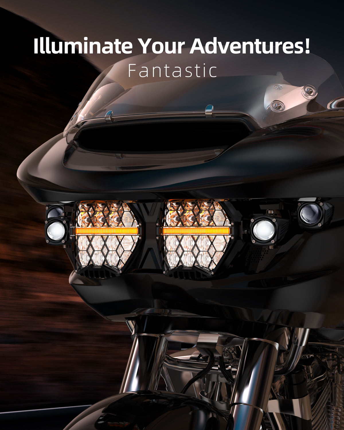 LOYO 7" Dual LED Headlights with 4 Auxiliary Spotlights for 2023.5-2026 Harley Road Glide CVO FLTRXSE, 2024-2026 Road Glide FLTRX, CVO Road Glide ST FLTRXSTSE, 240W High Brightness, Plug & Play