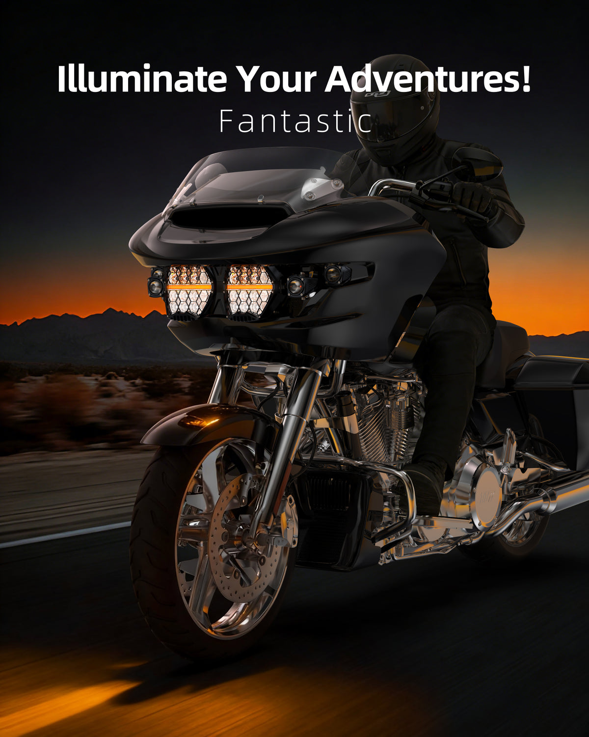 LOYO 7" Dual LED Headlights with 4 Auxiliary Spotlights for 2023.5-2026 Harley Road Glide CVO FLTRXSE, 2024-2026 Road Glide FLTRX, CVO Road Glide ST FLTRXSTSE, 240W High Brightness, Plug & Play