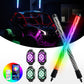 LED whip lights and rock lights kit with bluetooth and remote control