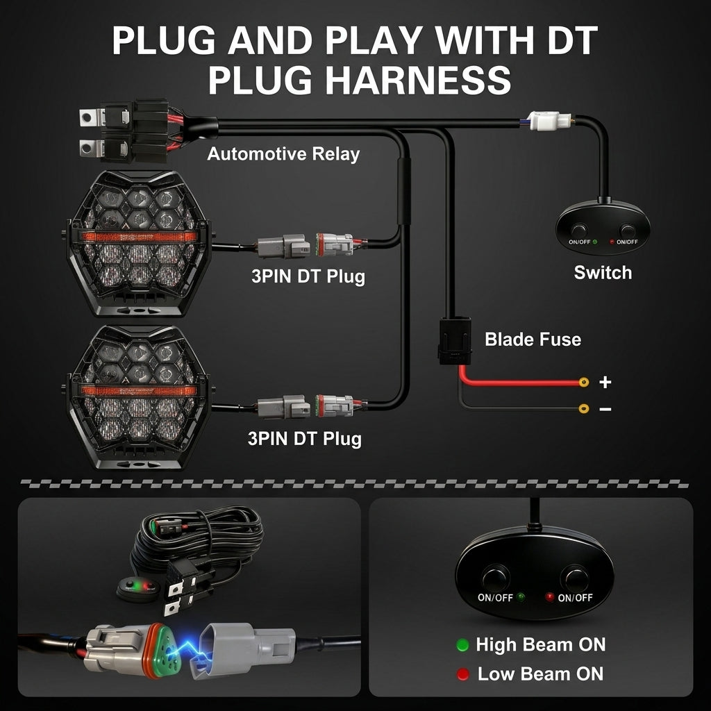 Plug and PlAY Installation LED Driving Lights Work Light Pod