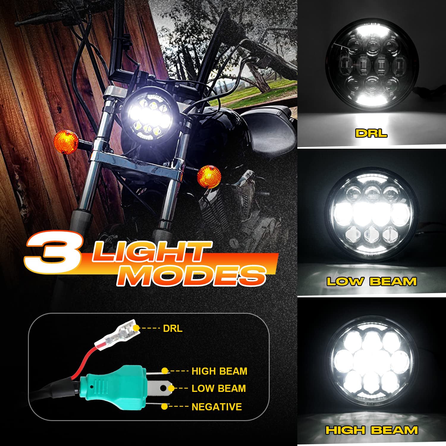 5-3/4 5.75 inch LED Motorcycle Headlight DOT Approved