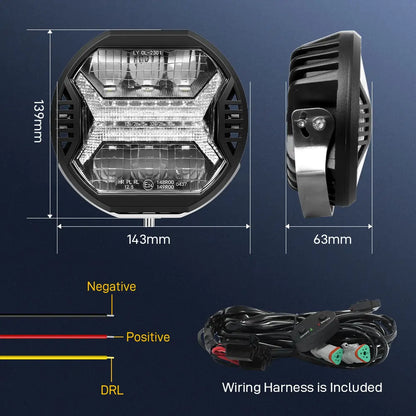 5.75 inch LED Driving lights Work Light Flood Beam For Offroad Driving