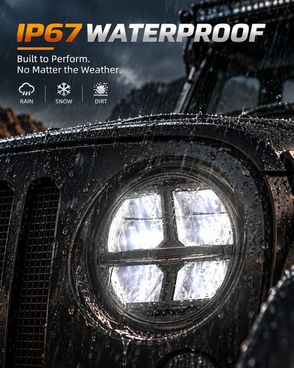 LOYO Storm Series 7 Inch LED Round Headlights for Jeep Wrangler JK JKU TJ LJ Chevy Ford GMC Trucks SUV etc