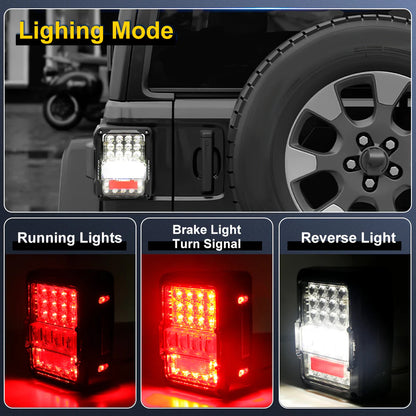 4D Smoked Lens LED Tail Lights Compatible with Jeep Wrangler JK JKU 2007-2018