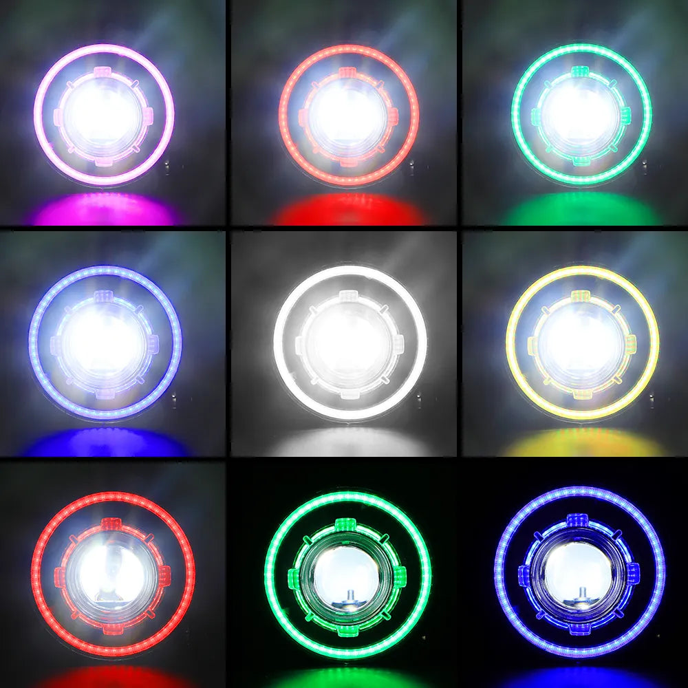 7" Multi-color RGB Halo Rotating LED Headlights