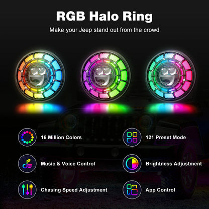 7 inch led headlight with rgb halo