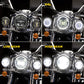 7 Inch LED Headlight + 4.5 Inch LED Passing Fog Lights with White DRL Halo Ring + Headlight Bracket Compatible with Harley