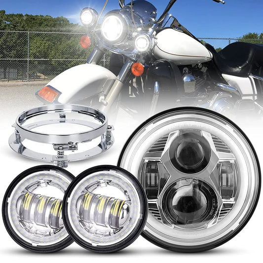 7 inch Spider Healdight and 4.5 inch Passing Lights for Harley Davidson Motorcycle