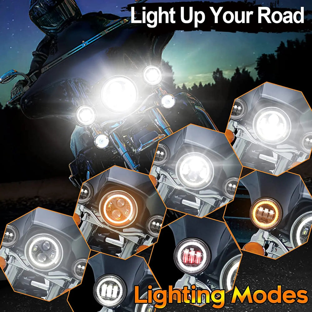 7 in LED Headlight with Amber Turn Singal and White Halo