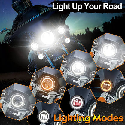 7 in LED Headlight with Amber Turn Singal and White Halo