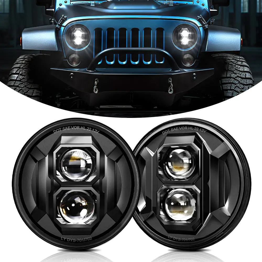 LOYO 7 INCH Round LED Headlights for Jeep Wrnagler JK JL Glaidator JT Checy Nissan Ford