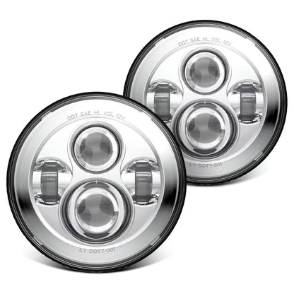 7 inch LED Headlights dot sae certified, Chrome