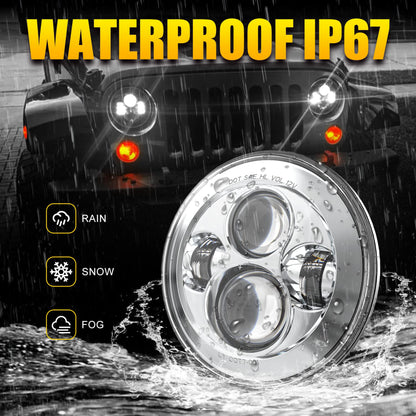 Waterproof IP67 LED Headlights for Jeep wrangler, gladiator, chevy, hummer etc