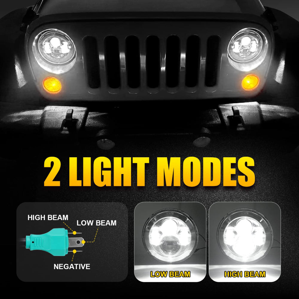 LED Headlights with high low sealed beam for jeep wrangler, chevy, hummer